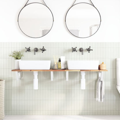 Ripiano a Parete per Lavabo in Acciaio e Massello di Acacia | homemem39