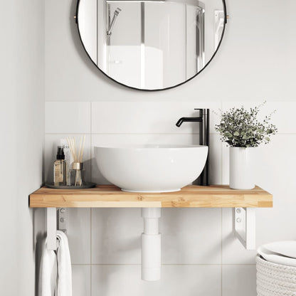 Ripiano a Parete per Lavabo in Acciaio e Massello di Acacia | homemem39