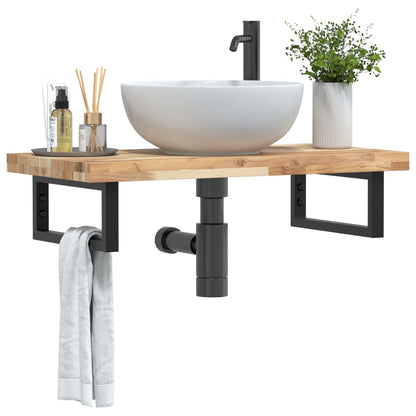 Ripiano a Parete per Lavabo in Acciaio e Massello di Acacia | homemem39