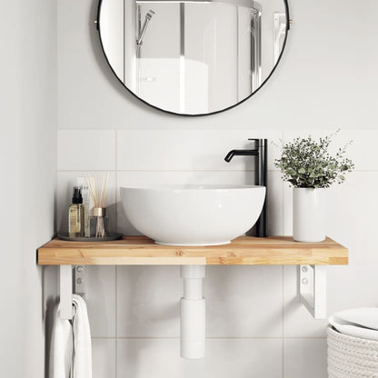 Ripiano a Parete per Lavabo in Acciaio e Massello di Acacia | homemem39