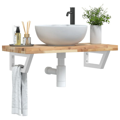 Ripiano a Parete per Lavabo in Acciaio e Massello di Acacia | homemem39