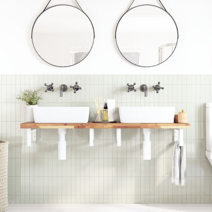 Ripiano a Parete per Lavabo in Acciaio e Massello di Acacia | homemem39