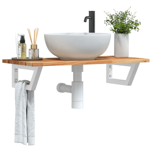 Ripiano a Parete per Lavabo in Acciaio e Massello di Acacia | homemem39