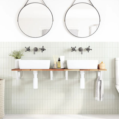 Ripiano a Parete per Lavabo in Acciaio e Massello di Acacia | homemem39