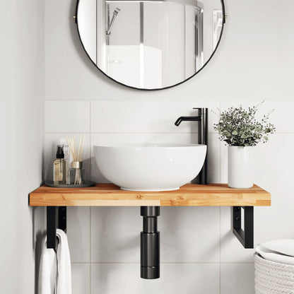 Ripiano a Parete per Lavabo in Acciaio e Massello di Acacia | homemem39