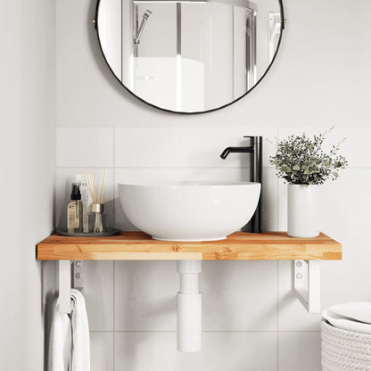 Ripiano a Parete per Lavabo in Acciaio e Massello di Acacia | homemem39