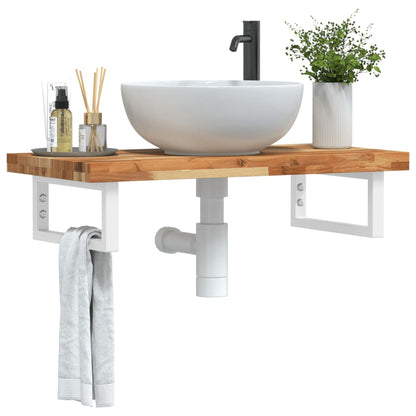 Ripiano a Parete per Lavabo in Acciaio e Massello di Acacia | homemem39