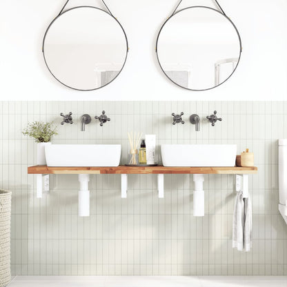Ripiano a Parete per Lavabo in Acciaio e Massello di Acacia | homemem39