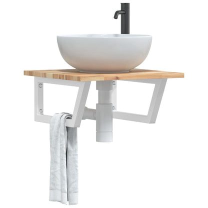 Ripiano a Parete per Lavabo in Acciaio e Massello di Acacia | homemem39