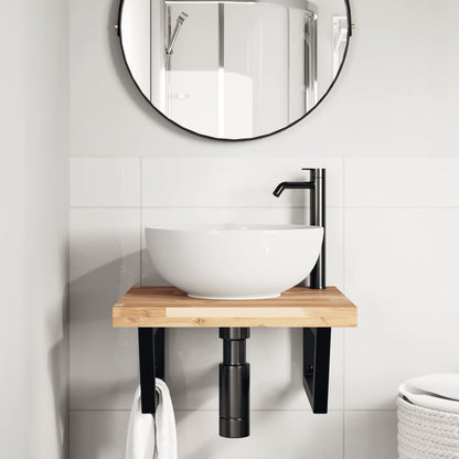 Ripiano a Parete per Lavabo in Acciaio e Massello di Acacia | homemem39