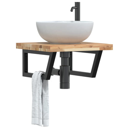 Ripiano a Parete per Lavabo in Acciaio e Massello di Acacia | homemem39