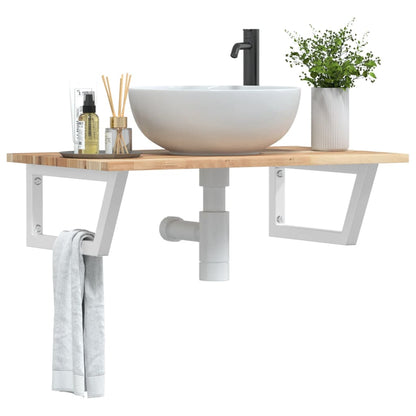 Ripiano a Parete per Lavabo in Acciaio e Massello di Acacia | homemem39