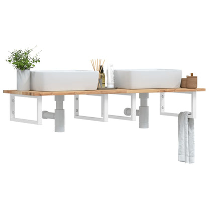 Ripiano a Parete per Lavabo in Acciaio e Massello di Acacia | homemem39