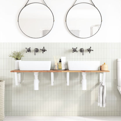 Ripiano a Parete per Lavabo in Acciaio e Massello di Acacia | homemem39