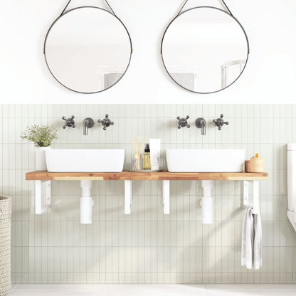 Ripiano a Parete per Lavabo in Acciaio e Massello di Acacia | homemem39