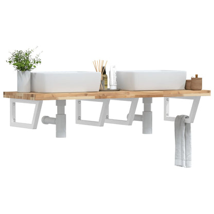 Ripiano a Parete per Lavabo in Acciaio e Massello di Acacia | homemem39