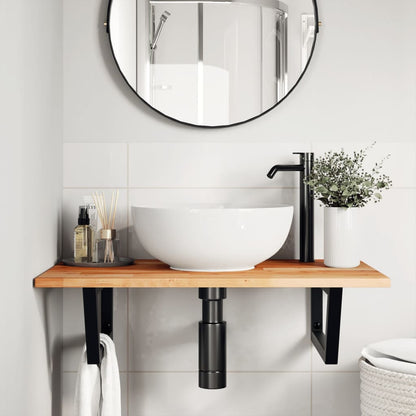 Ripiano a Parete per Lavabo in Acciaio e Massello di Acacia | homemem39