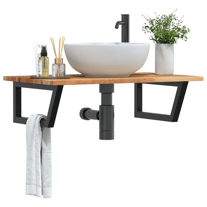 Ripiano a Parete per Lavabo in Acciaio e Massello di Acacia | homemem39