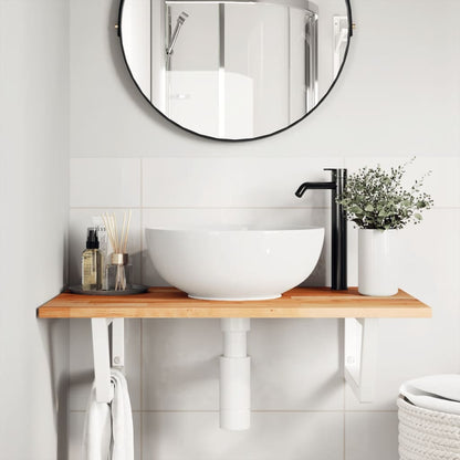Ripiano a Parete per Lavabo in Acciaio e Massello di Acacia | homemem39