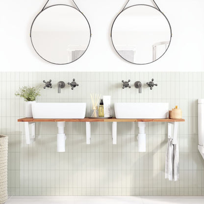 Ripiano a Parete per Lavabo in Acciaio e Massello di Acacia | homemem39