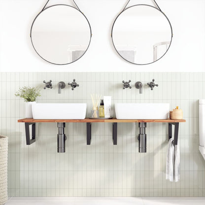 Ripiano a Parete per Lavabo in Acciaio e Massello di Acacia | homemem39