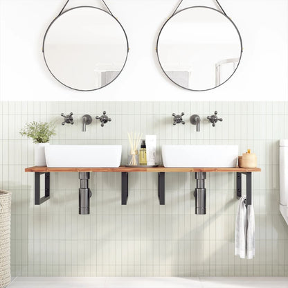 Ripiano a Parete per Lavabo in Acciaio e Massello di Acacia | homemem39
