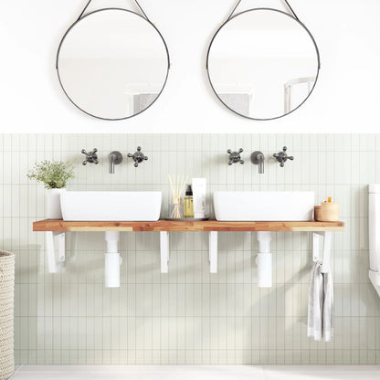Ripiano a Parete per Lavabo in Acciaio e Massello di Acacia | homemem39