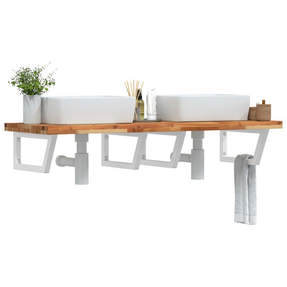 Ripiano a Parete per Lavabo in Acciaio e Massello di Acacia | homemem39