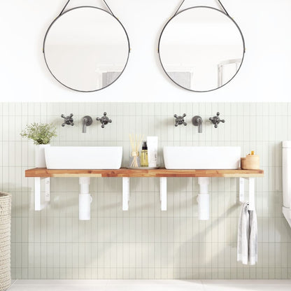 Ripiano a Parete per Lavabo in Acciaio e Massello di Acacia | homemem39