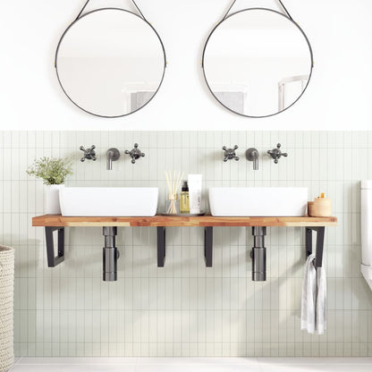 Ripiano a Parete per Lavabo in Acciaio e Massello di Acacia | homemem39