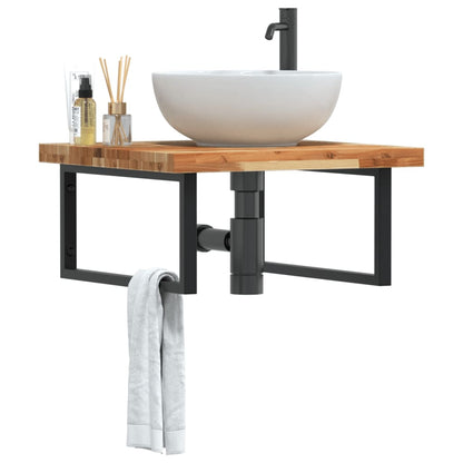 Ripiano a Parete per Lavabo in Acciaio e Massello di Acacia | homemem39
