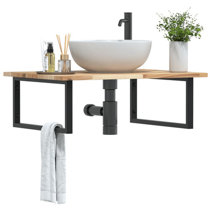 Ripiano a Parete per Lavabo in Acciaio e Massello di Acacia | homemem39