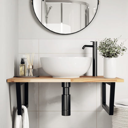 Ripiano a Parete per Lavabo in Acciaio e Massello di Acacia | homemem39