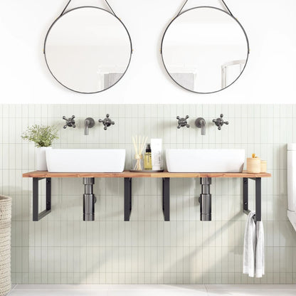 Ripiano a Parete per Lavabo in Acciaio e Massello di Acacia | homemem39