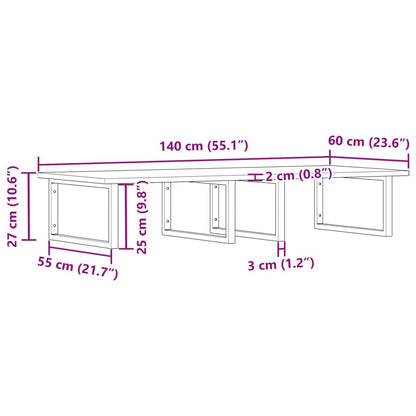 Ripiano a Parete per Lavabo in Acciaio e Massello di Acacia | homemem39