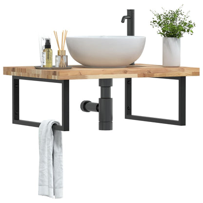Ripiano a Parete per Lavabo in Acciaio e Massello di Acacia | homemem39