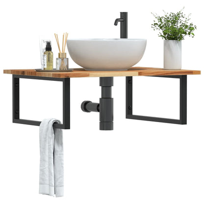 Ripiano a Parete per Lavabo in Acciaio e Massello di Acacia | homemem39