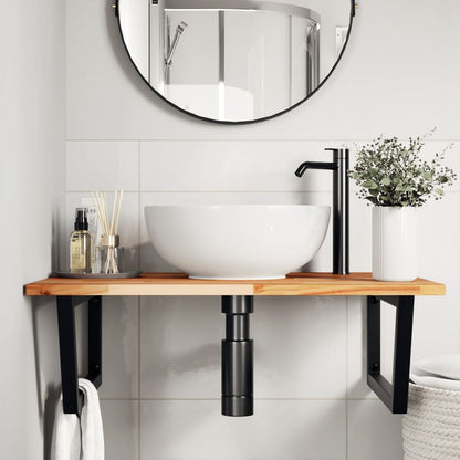Ripiano a Parete per Lavabo in Acciaio e Massello di Acacia | homemem39