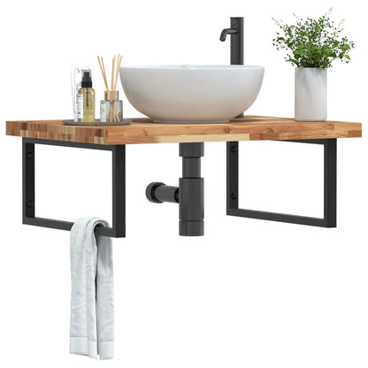 Ripiano a Parete per Lavabo in Acciaio e Massello di Acacia | homemem39