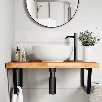 Ripiano a Parete per Lavabo in Acciaio e Massello di Acacia | homemem39