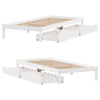 Letto senza Materasso Bianco 75x190 in Legno Massello di Pino - homemem39