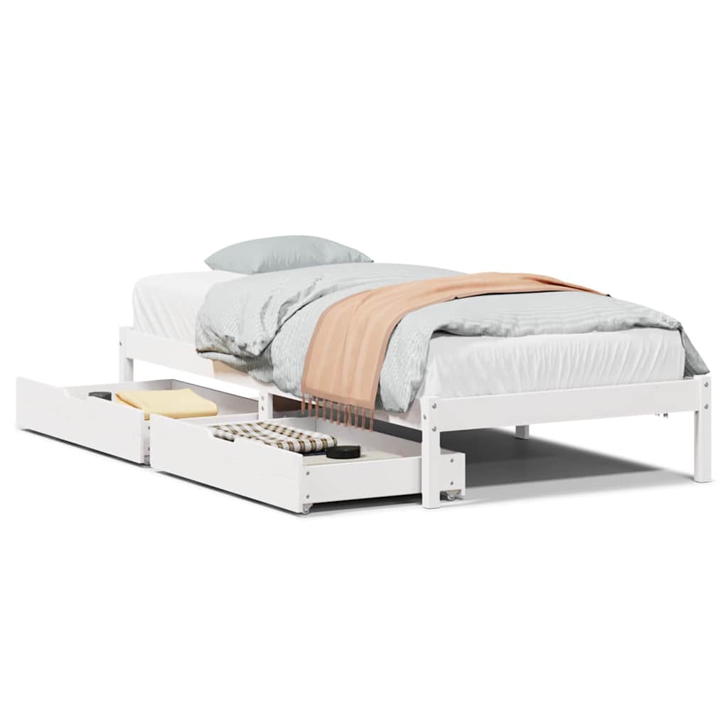 Letto senza Materasso Bianco 90x190 cm in Legno Massello Pino | homemem39