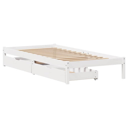 Letto senza Materasso Bianco 90x190 cm in Legno Massello Pino | homemem39