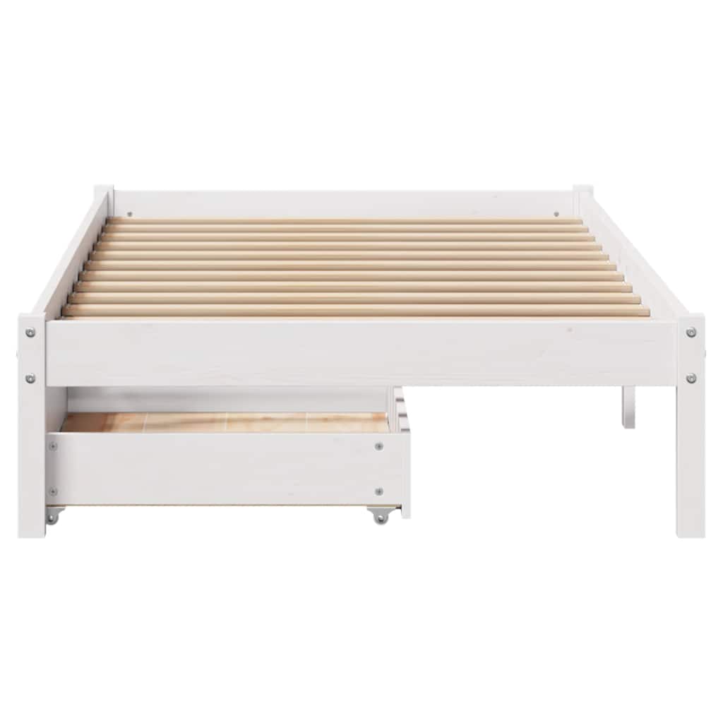 Letto senza Materasso Bianco 90x190 cm in Legno Massello Pino
