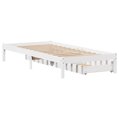 Letto senza Materasso Bianco 90x190 cm in Legno Massello Pino | homemem39