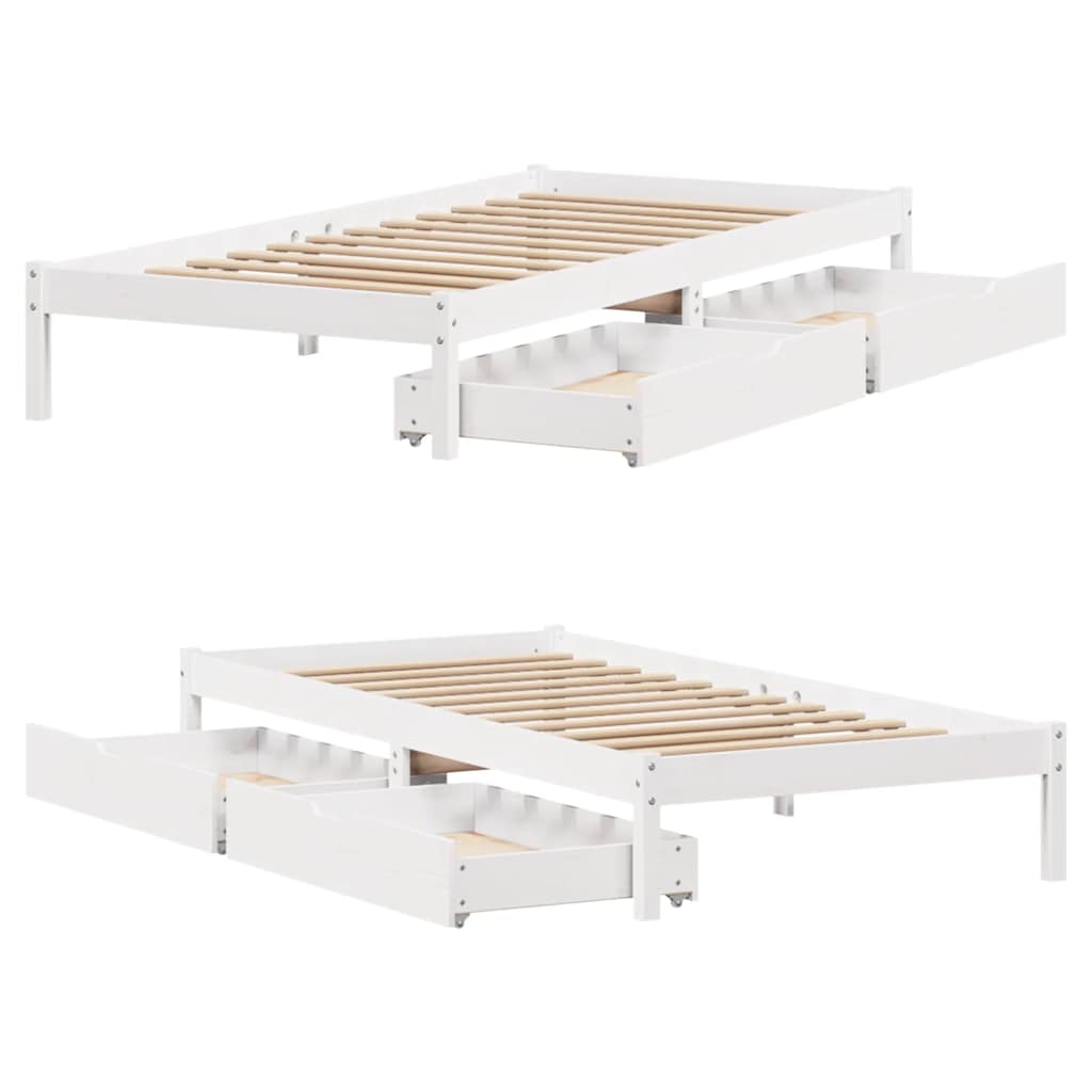Letto senza Materasso Bianco 90x190 cm in Legno Massello Pino
