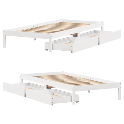 Letto senza Materasso Bianco 90x190 cm in Legno Massello Pino