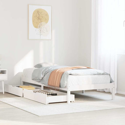 Letto senza Materasso Bianco 90x190 cm in Legno Massello Pino