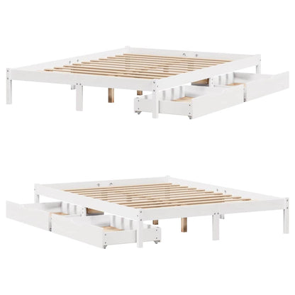 Letto senza Materasso Bianco 135x190 cm Legno Massello di Pino | homemem39