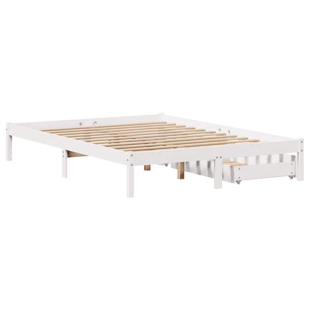 Letto senza Materasso Bianco 140x190 cm Legno Massello di Pino - homemem39